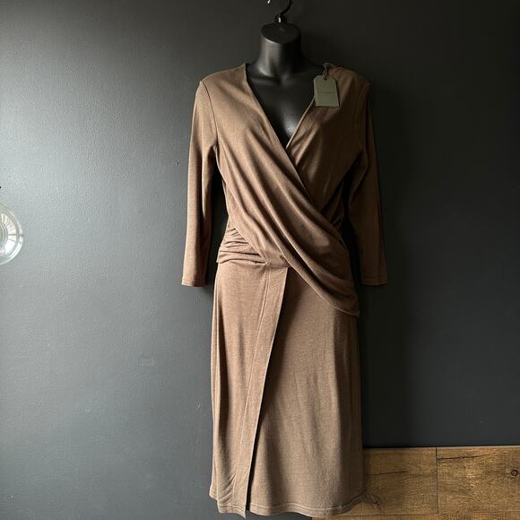 AllSaints Adria Midi Dress in Wren Brown NEW Size Medium - Picture 3 of 12